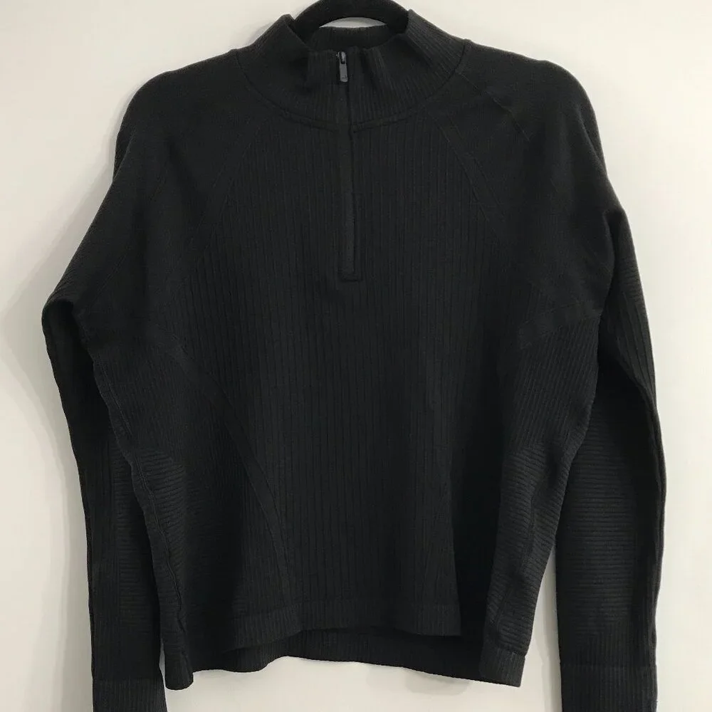 Calia Women's Relaxed Seamless 1/4 Zip in Pure Black NWT - Picture 2 of 13